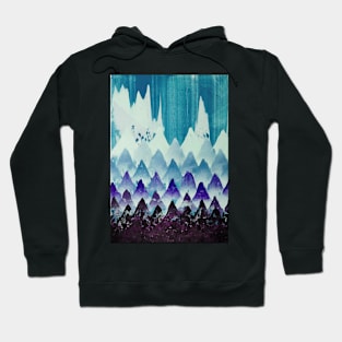 Oil painting abstract  pine forest and mountain BLUE style Hoodie